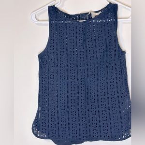 Banana Republic Navy Crochet Sleeveless Top, Size XS